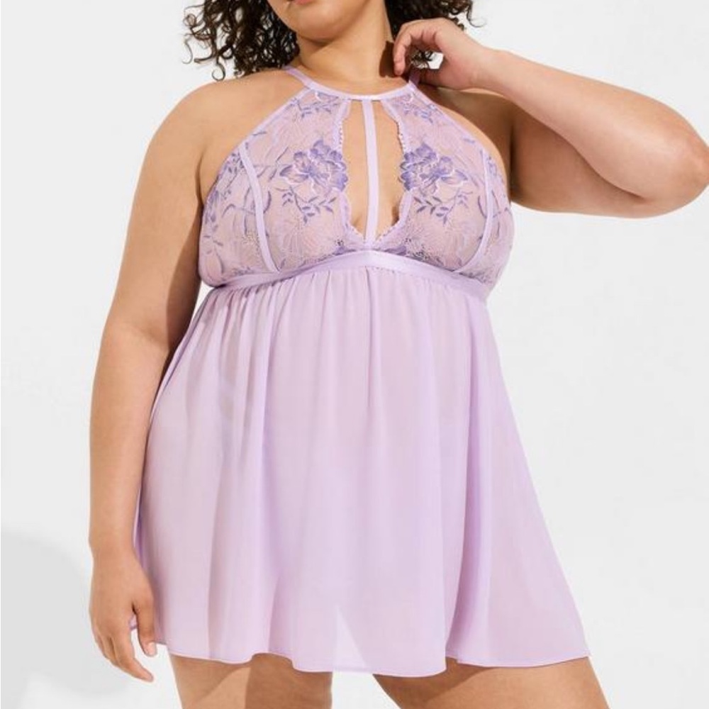 Plus Size Lavender Lace Halter Babydoll -TORRID SIZE 1 NWT 736